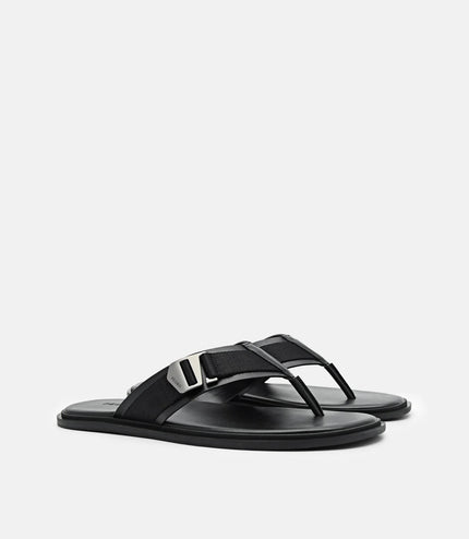 Buckle Thong Sandals - Black
