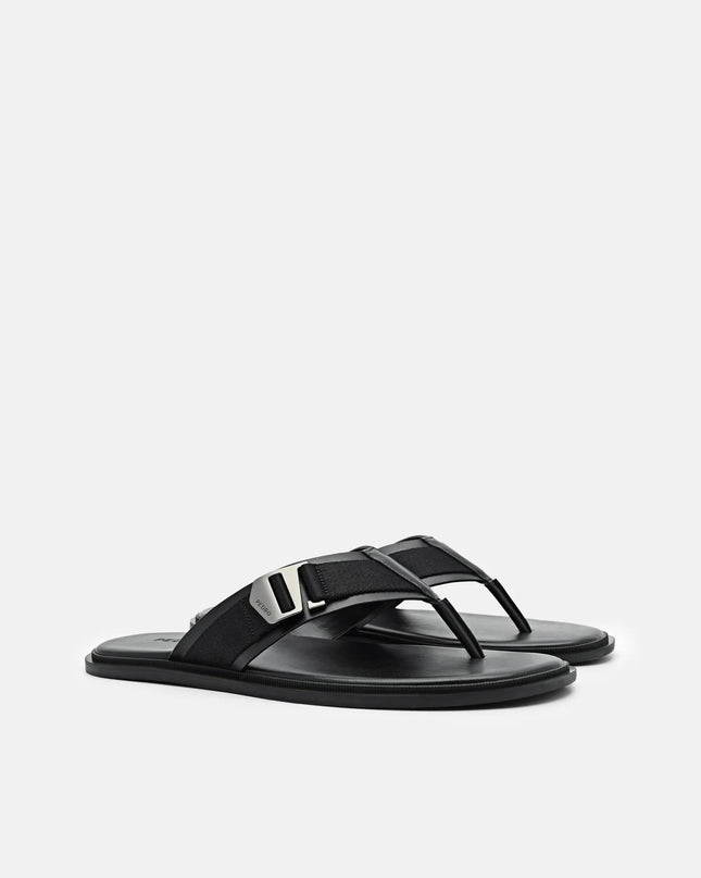 Buckle Thong Sandals - Black