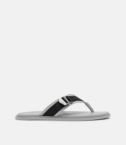 Buckle Thong Sandals - Grey