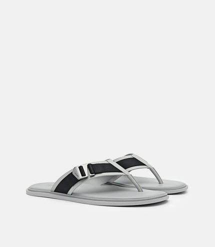 Buckle Thong Sandals - Grey