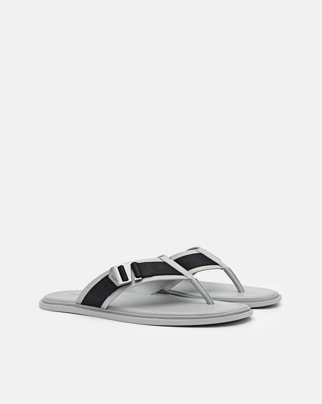 Buckle Thong Sandals - Grey