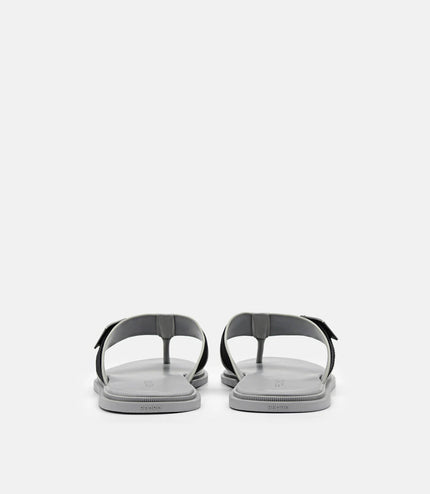 Buckle Thong Sandals - Grey