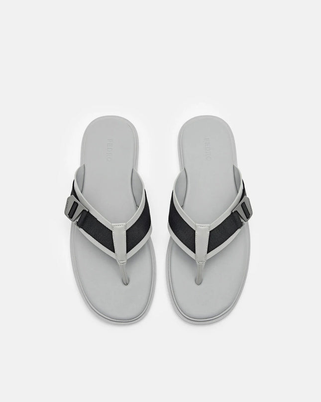 Buckle Thong Sandals - Grey