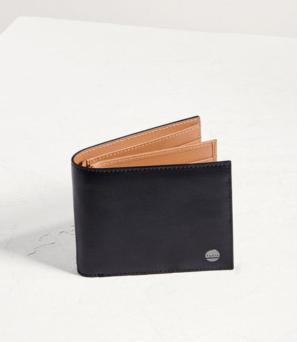 Leather Bi-Fold Flip Wallet in Two-Tone