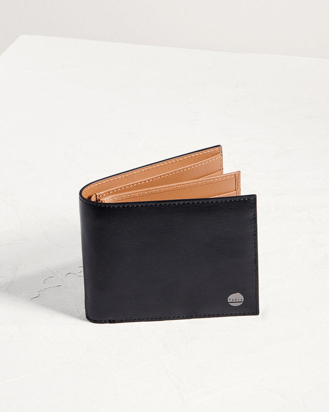 Leather Bi-Fold Flip Wallet in Two-Tone