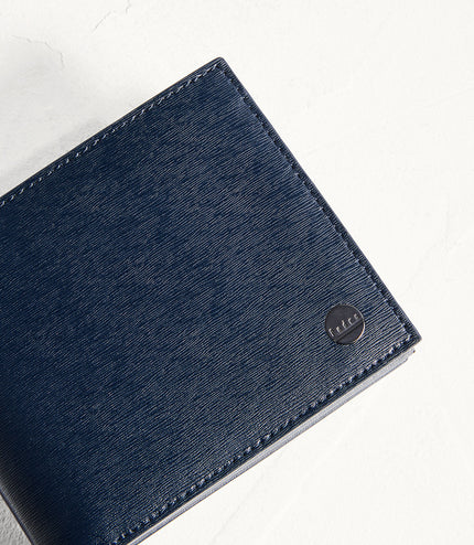 Leather Bi-Fold Flip Wallet in Two-Tone