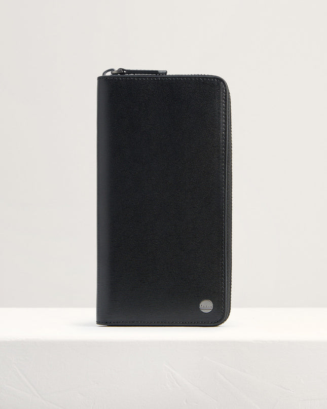 Leather Long Wallet in Two-Tone