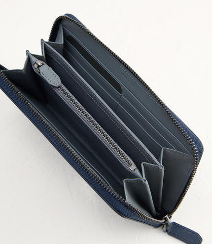 Leather Long Wallet in Two-Tone