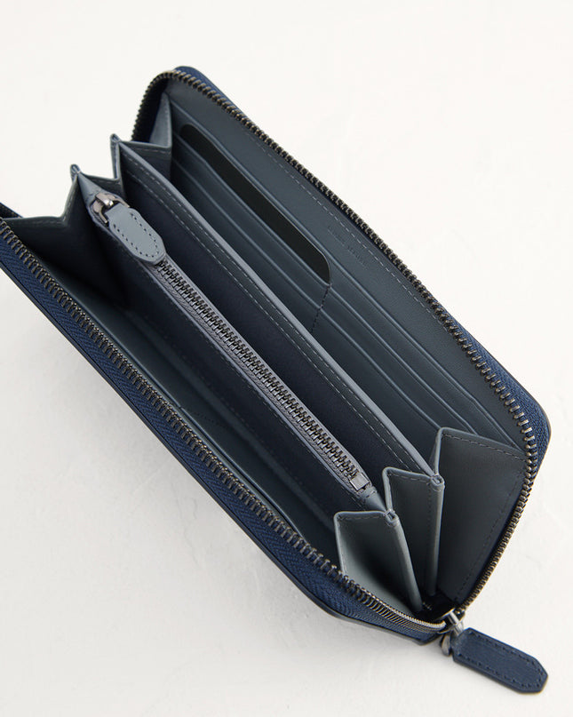 Leather Long Wallet in Two-Tone