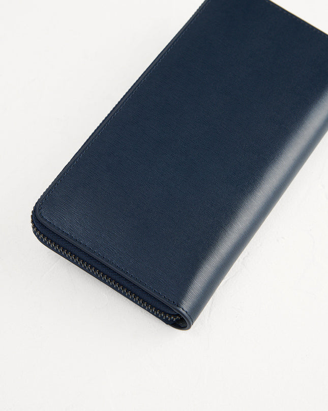 Leather Long Wallet in Two-Tone