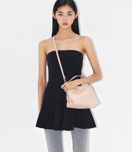 Wrinkled Handbag - Nude
