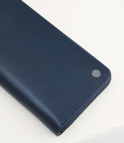 Leather Long Wallet in Two-Tone