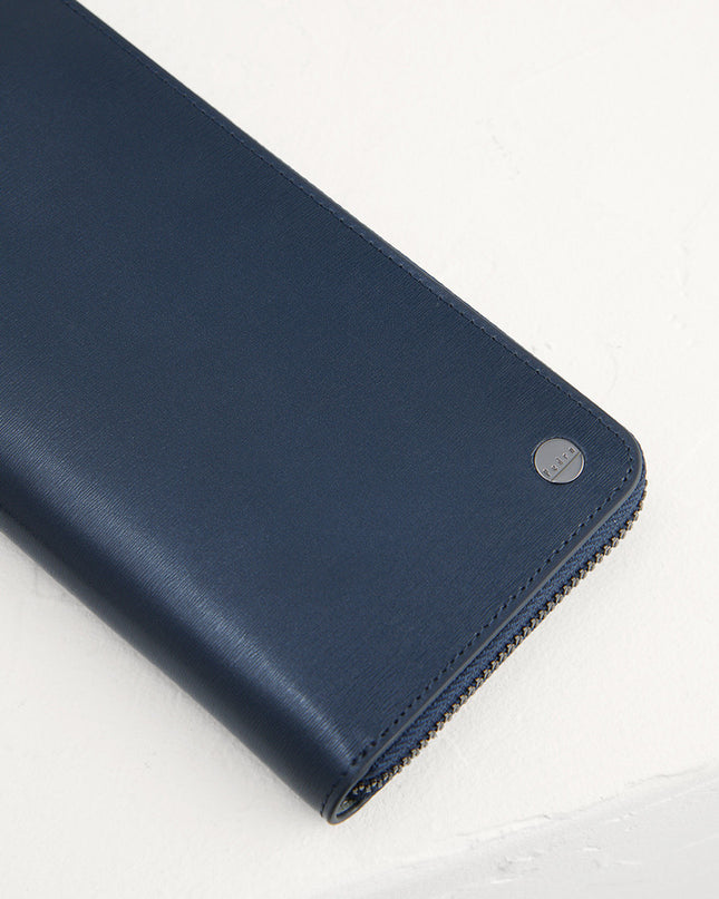 Leather Long Wallet in Two-Tone