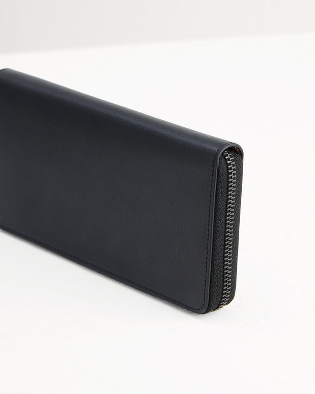 Leather Long Wallet in Two-Tone