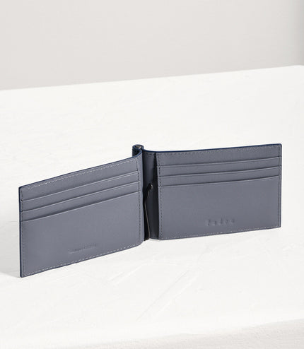 Leather Bi-Fold Money Clip Card Holder
