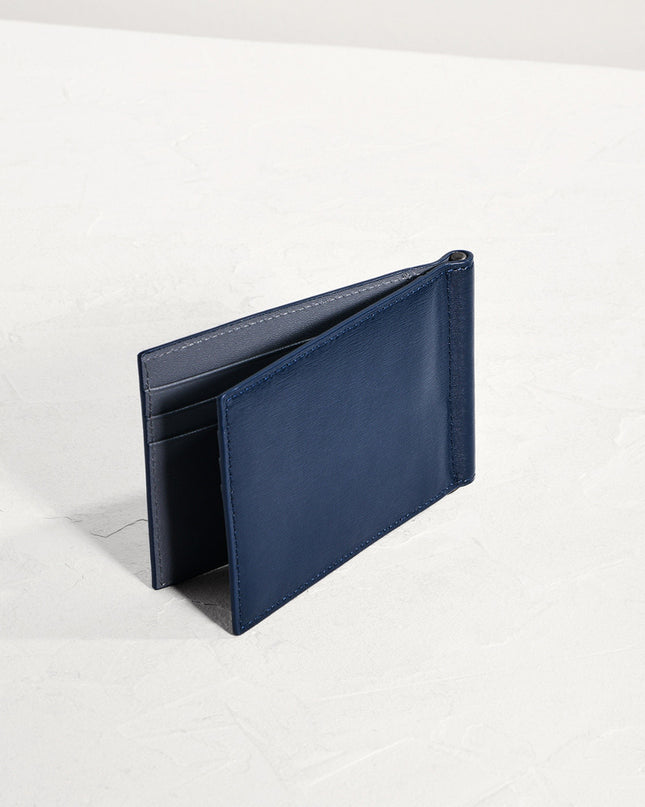 Leather Bi-Fold Money Clip Card Holder