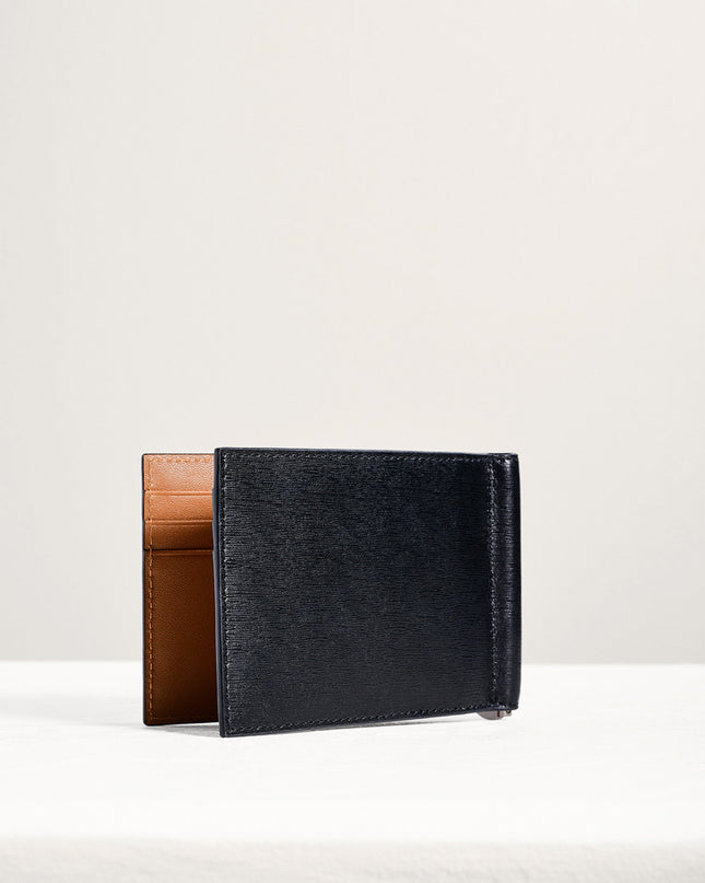 Leather Bi-Fold Money Clip Card Holder
