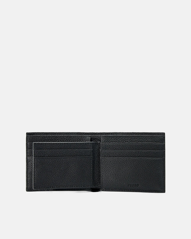Embossed Leather Bi-Fold Wallet with Insert - Black