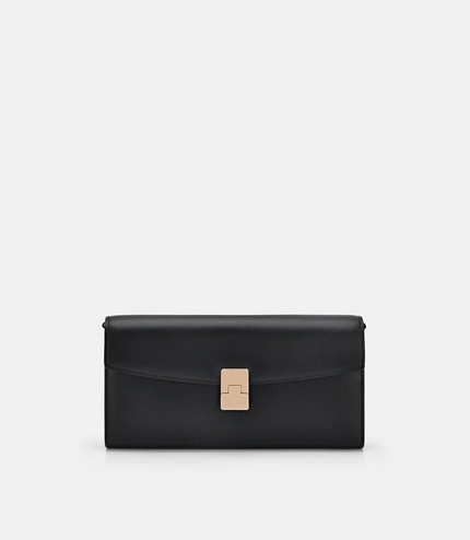Jattle Leather Bi-Fold Long Wallet - Black