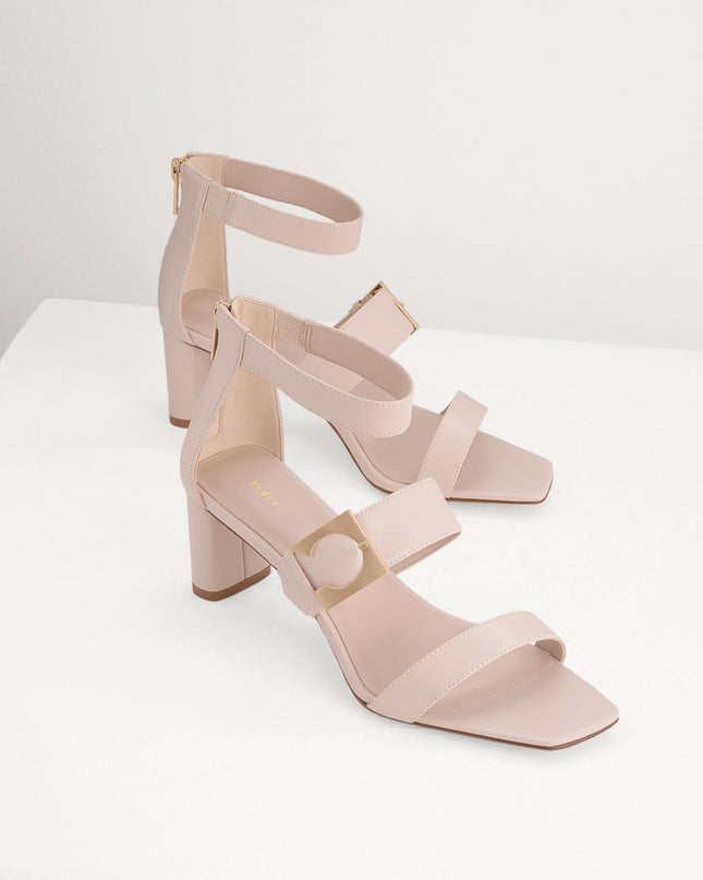 Geometric Buckle Heeled Sandals