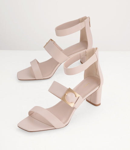 Geometric Buckle Heeled Sandals