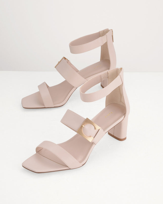 Geometric Buckle Heeled Sandals