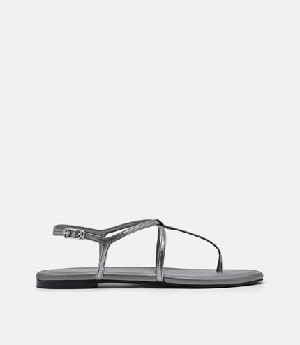 Strappy Ankle Strap Sandals - Pewter