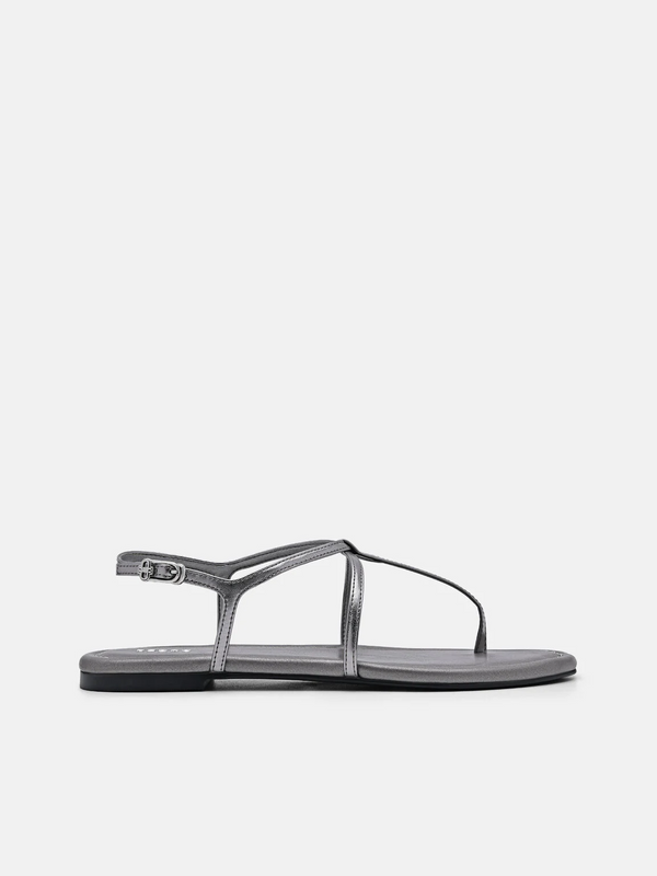 Strappy Ankle Strap Sandals - Pewter