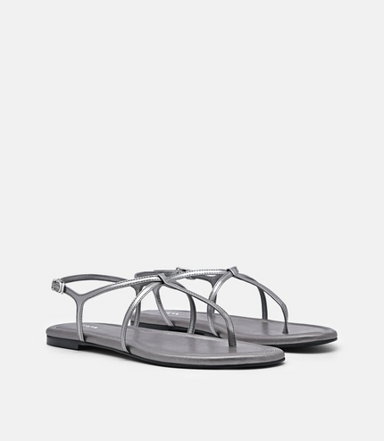 Strappy Ankle Strap Sandals - Pewter