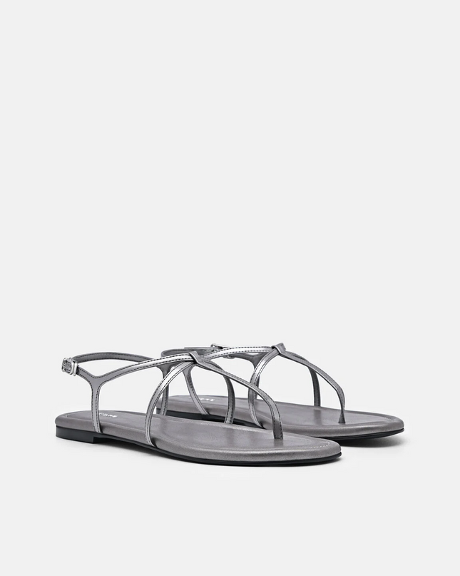 Strappy Ankle Strap Sandals - Pewter