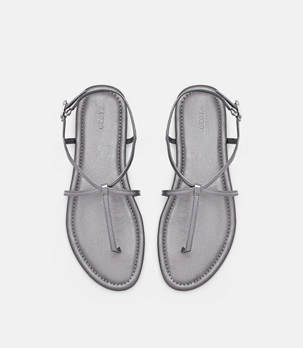 Strappy Ankle Strap Sandals - Pewter