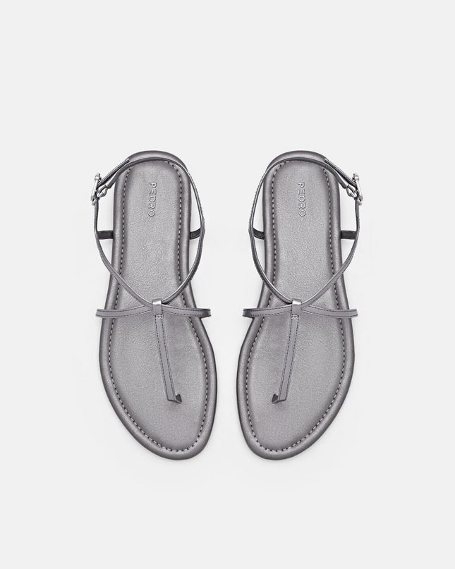 Strappy Ankle Strap Sandals - Pewter