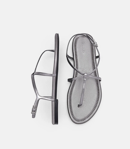Strappy Ankle Strap Sandals - Pewter