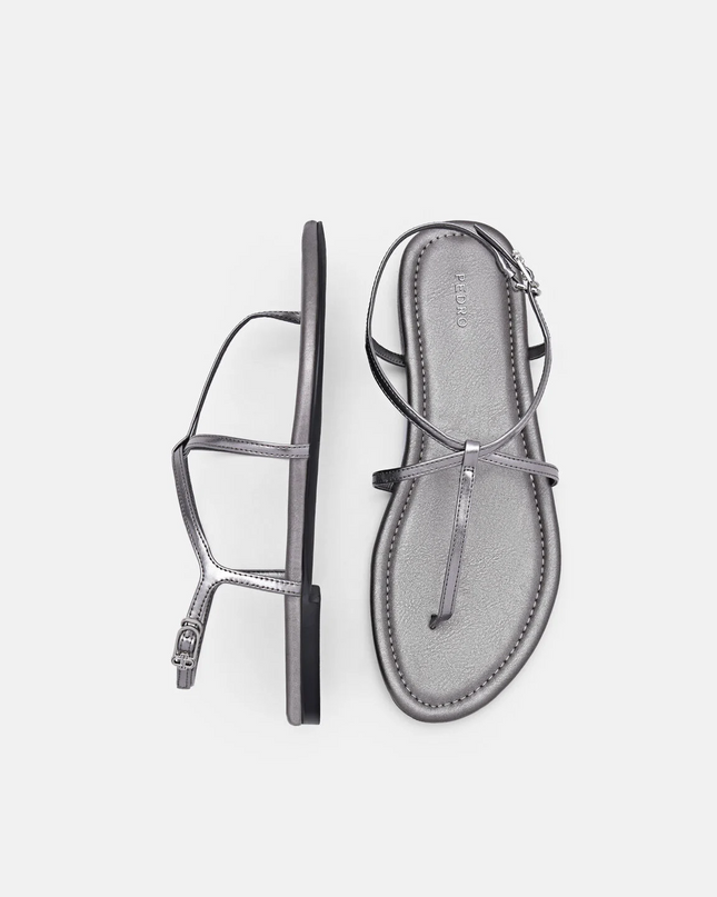 Strappy Ankle Strap Sandals - Pewter
