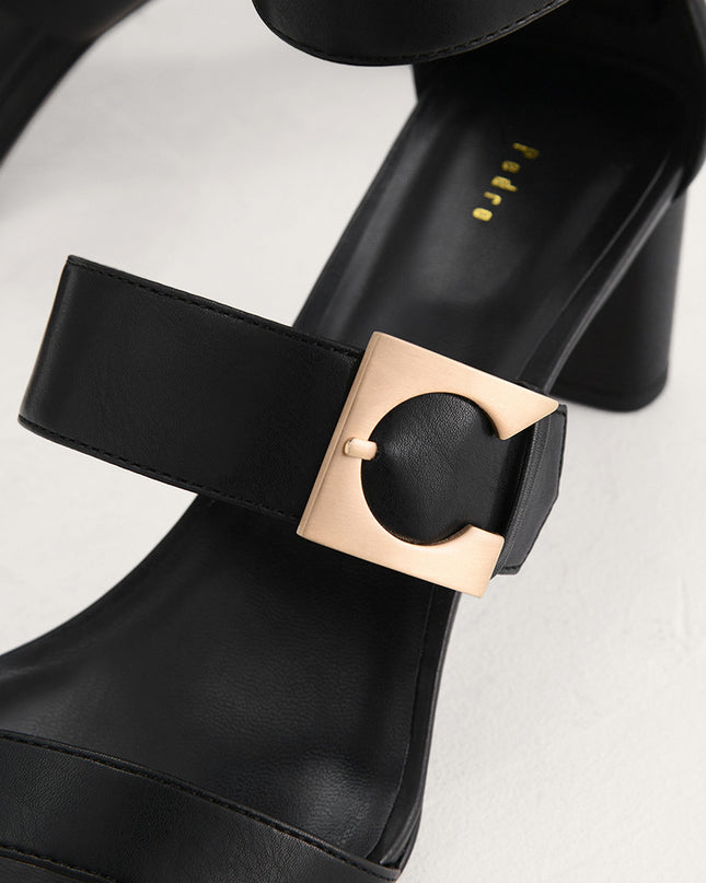 Geometric Buckle Heeled Sandals