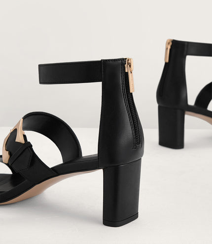 Geometric Buckle Heeled Sandals