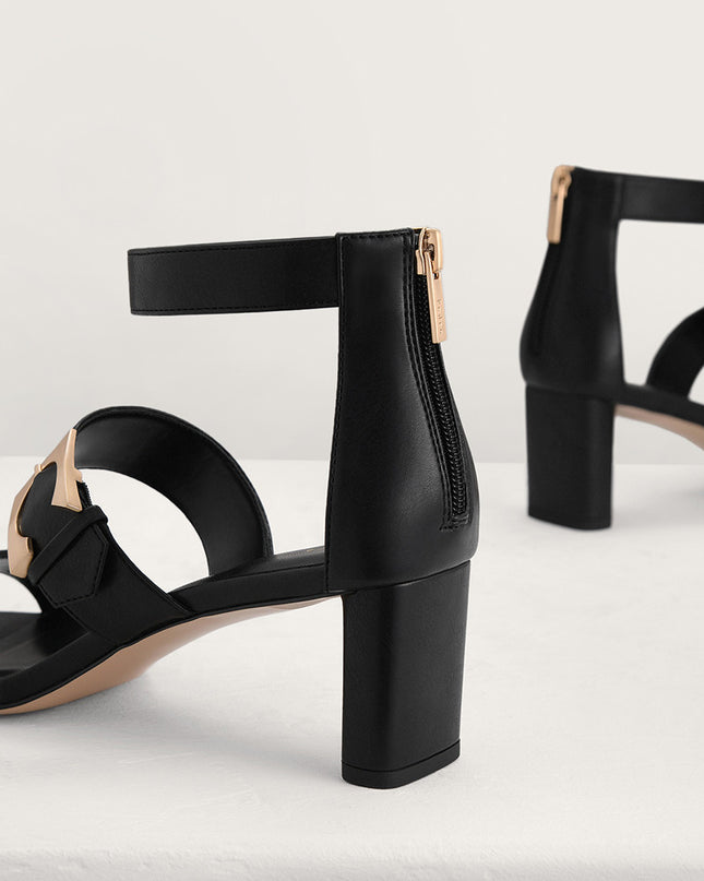 Geometric Buckle Heeled Sandals