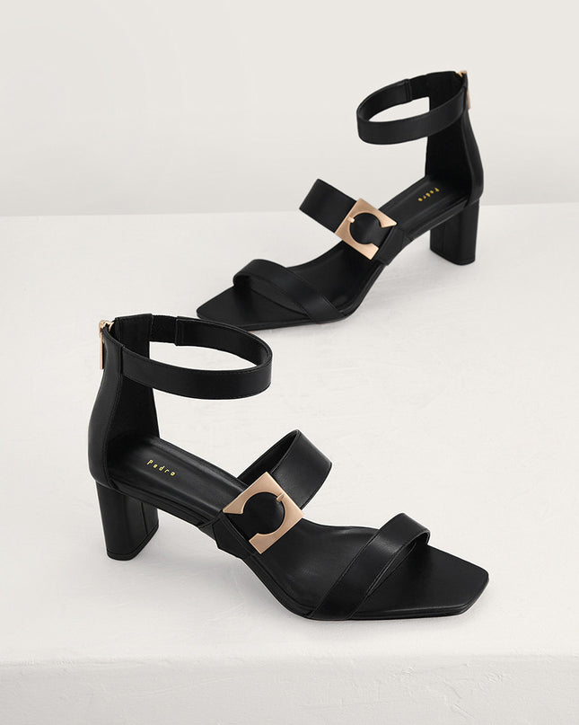 Geometric Buckle Heeled Sandals