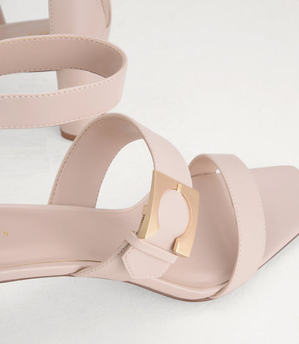 Geometric Buckle Heeled Sandals