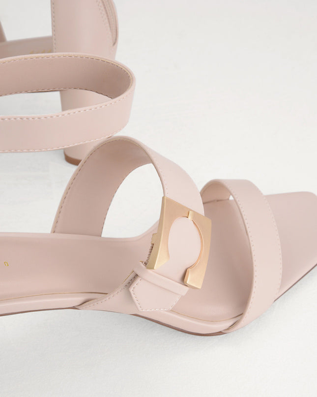 Geometric Buckle Heeled Sandals