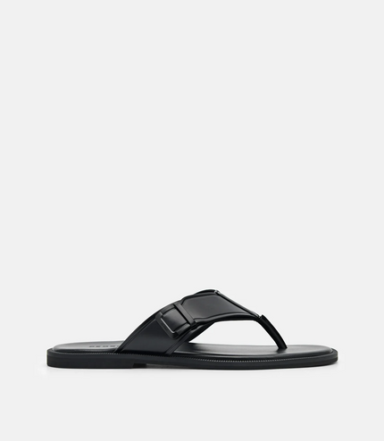 Buckle Thong Sandals - Black