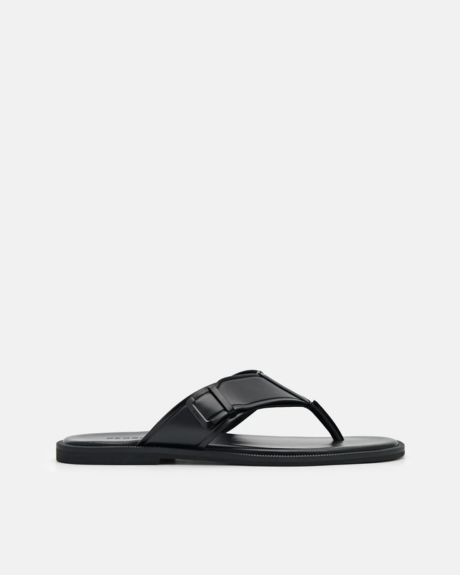 Buckle Thong Sandals - Black