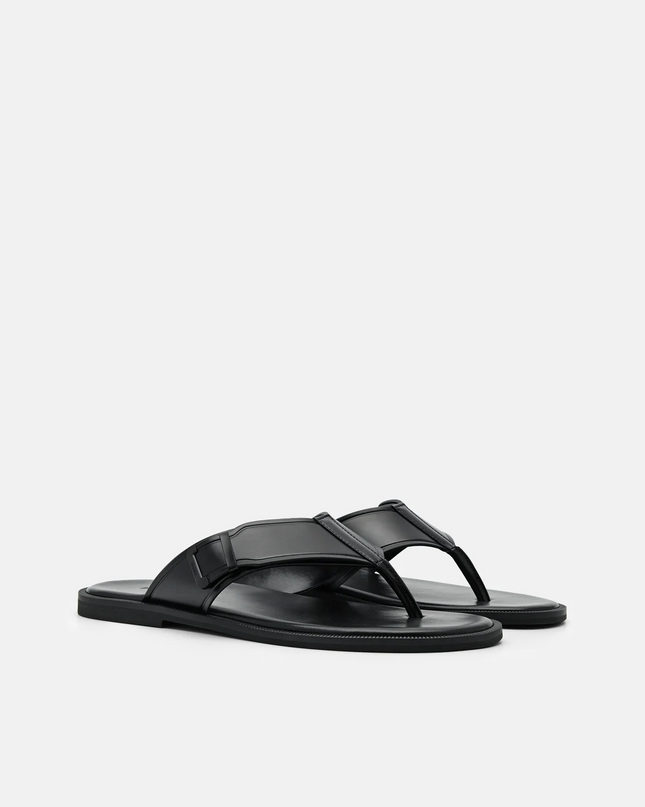 Buckle Thong Sandals - Black