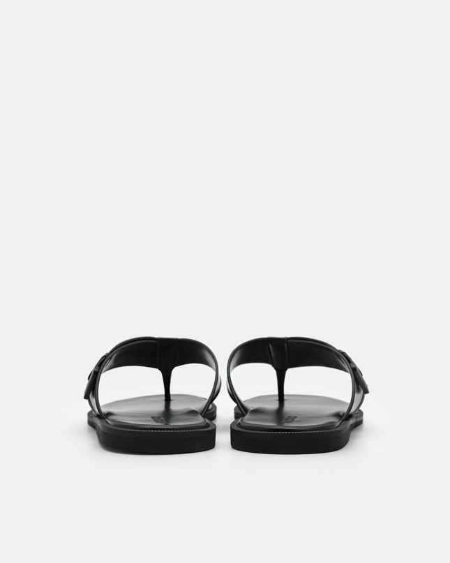 Buckle Thong Sandals - Black