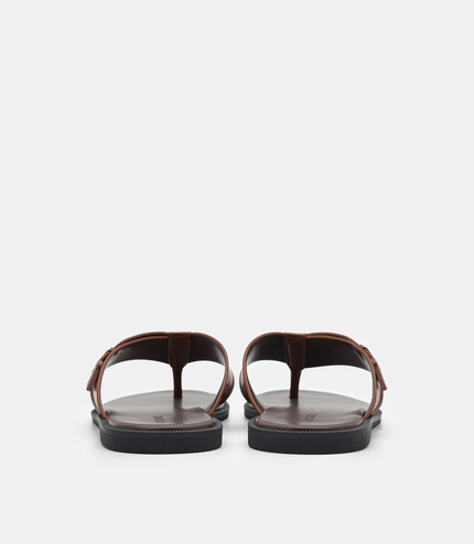 Buckle Thong Sandals - Brown