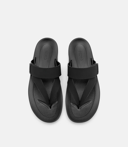 Banded Thong Sandals - Black