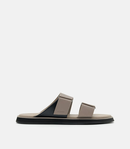 Velcro Slide Sandals - Taupe