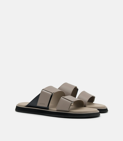 Velcro Slide Sandals - Taupe
