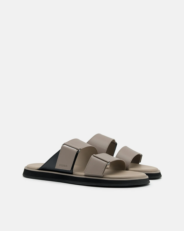 Velcro Slide Sandals - Taupe