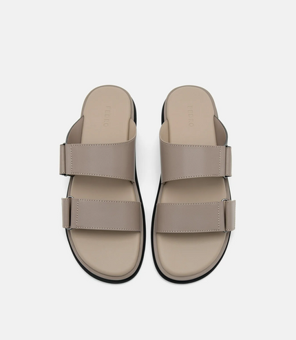 Velcro Slide Sandals - Taupe